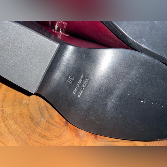 Khaite Hooper Calfskin Burgundy deep wine leather Ankle Booties - Picture 9 of 10